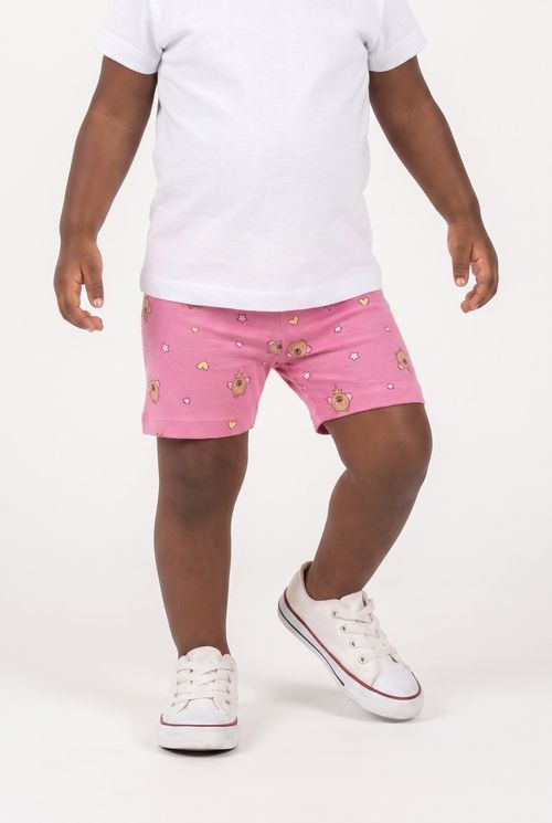 Shorts Infantil Menina Rosa Médio Capivara