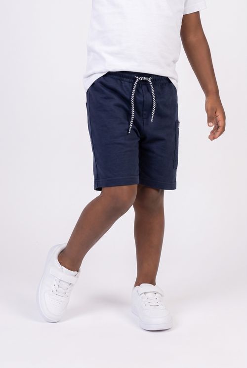 Bermuda Cargo Infantil Menino Moletinho Azul Escuro 4 a 8