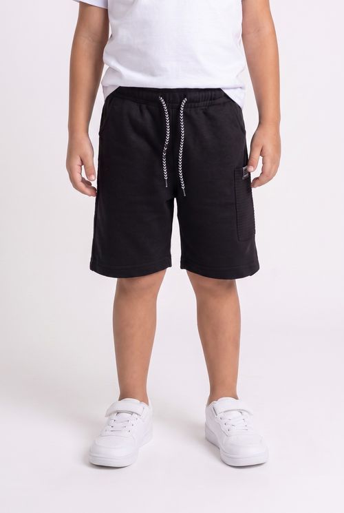 Bermuda Cargo Infantil Menino Moletinho Preto 4 a 8 anos