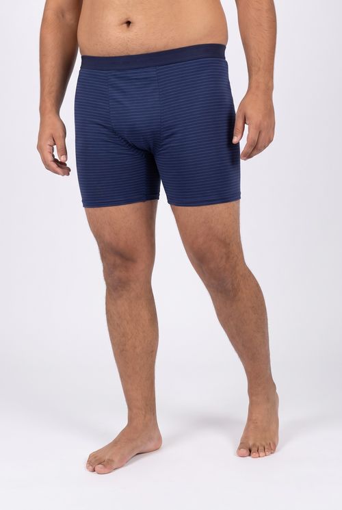 Cueca Boxer Masculina Azul Marinho Listrada Plus Size