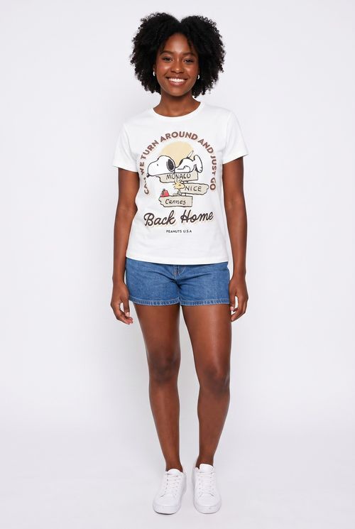 Blusa Feminina Off White Snoopy Back Home