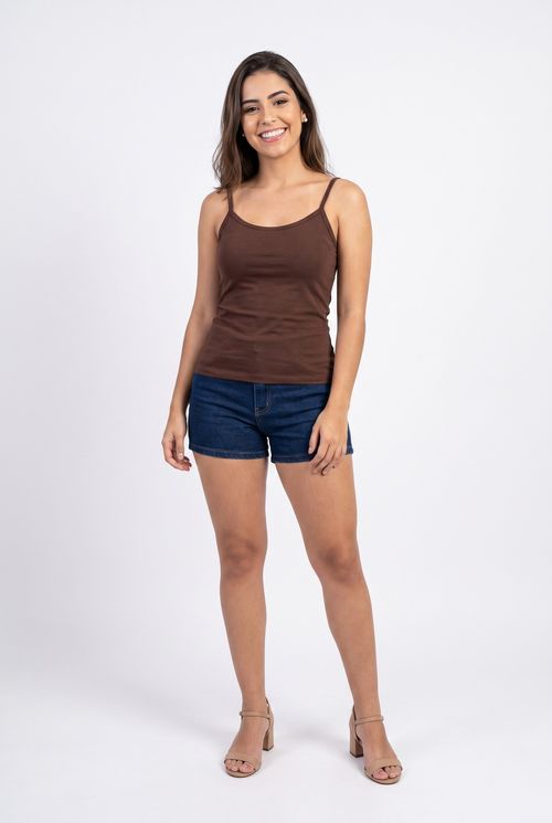 Regata Feminina Básica de Algodão Marrom Escuro