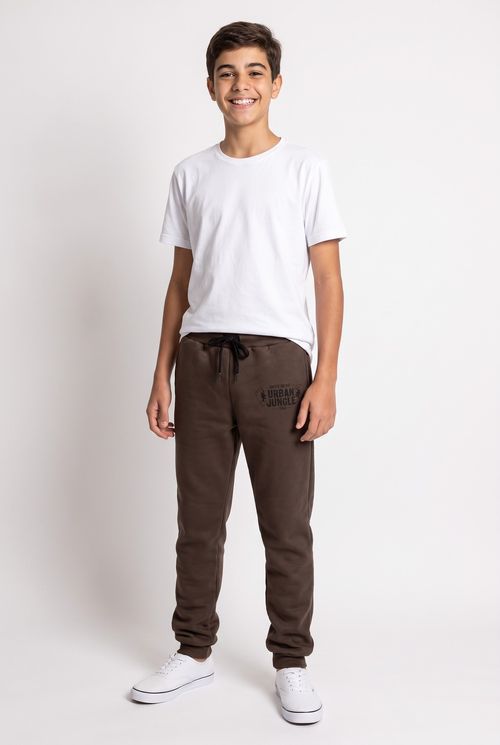 Calça Jogger Infantil Menino Marrom Urban Jungle