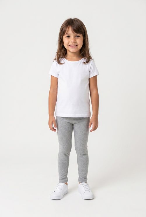 Calça Legging Infantil Menina Algodão Cinza Mescla