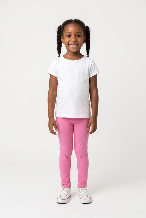Calça Legging Infantil Menina Algodão Rosa Médio