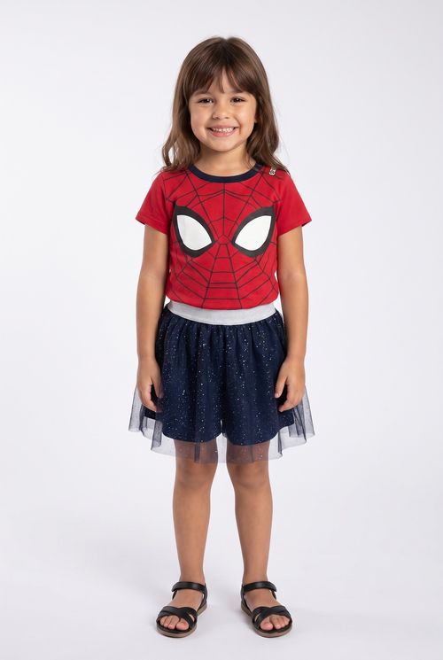 Conjunto Infantil Menina Vermelho Homem-Aranha Tule
