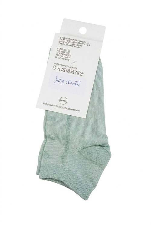 Kit Meias Femininas Curtas Verde Água Estampa Leão
