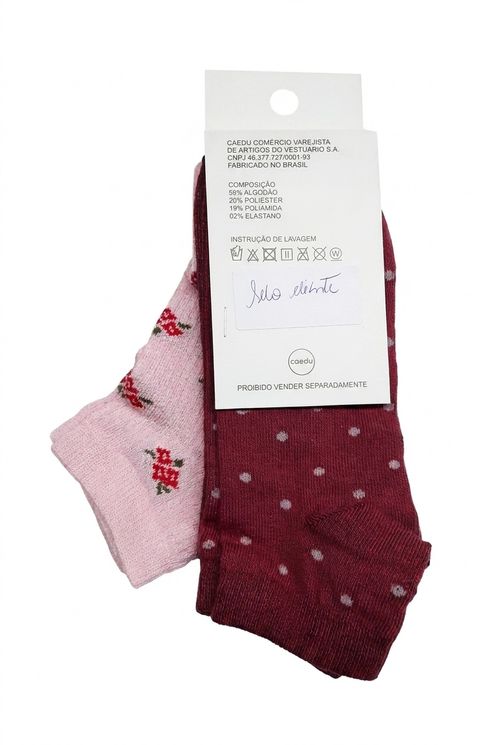 Acess fem kit meia ais259 cc text bordo estampado