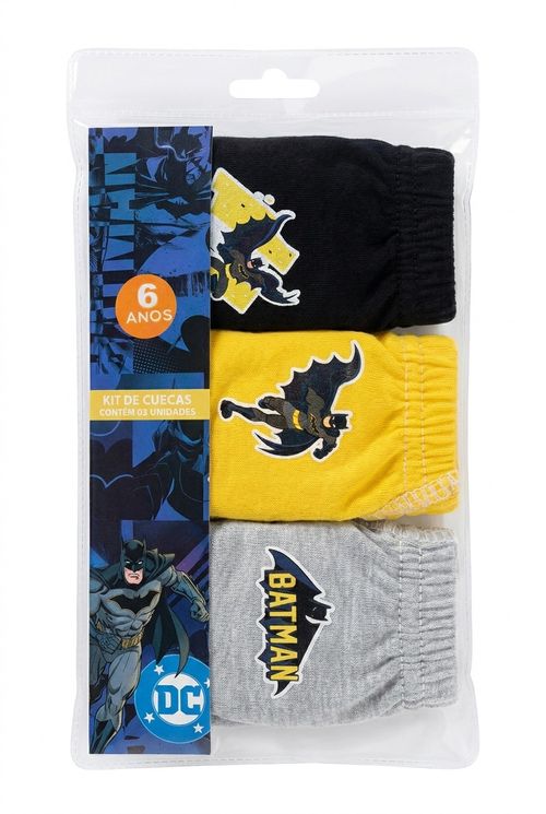 Kit 3 Cuecas Infantil Menino Algodão Batman 6 Anos