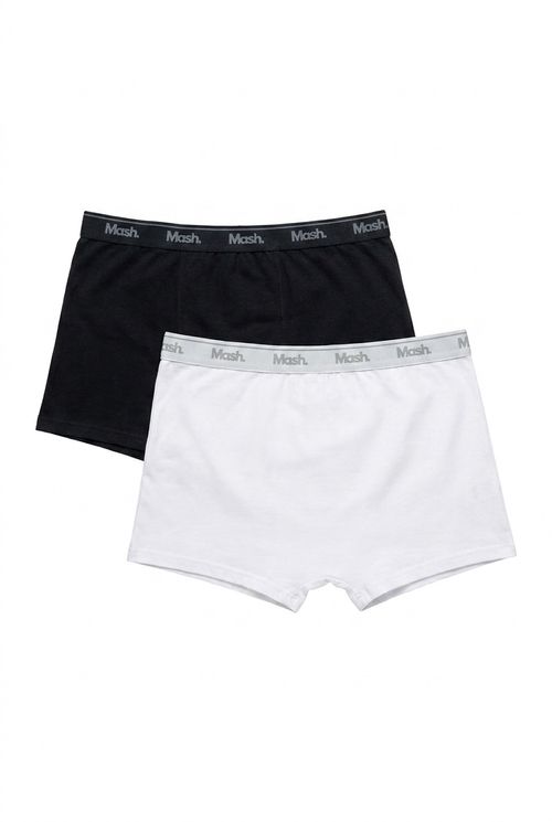 Kit 2 Cuecas Boxer Mash Cotton Masculina Preto e Branco