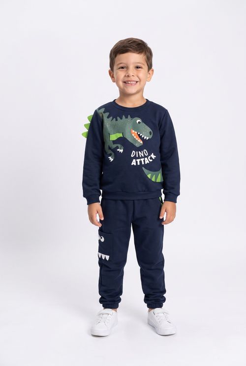 Conjunto Infantil Menino Azul Marinho Dino Attack