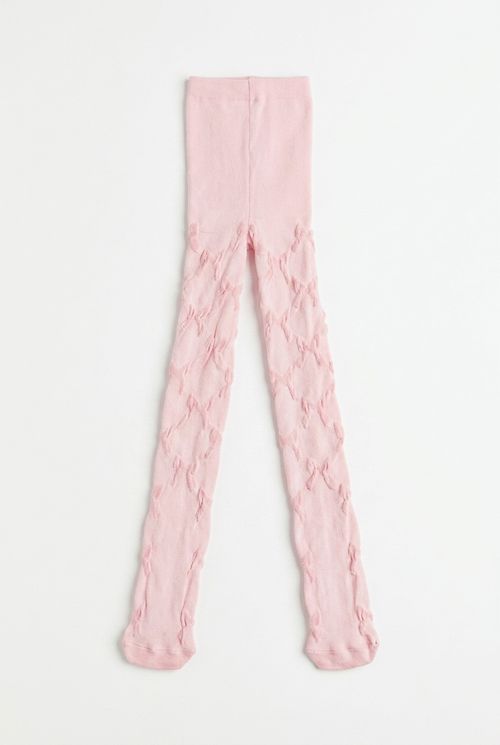 Meia-calça Infantil Menina Rosa Bebê Texturizada com Laços
