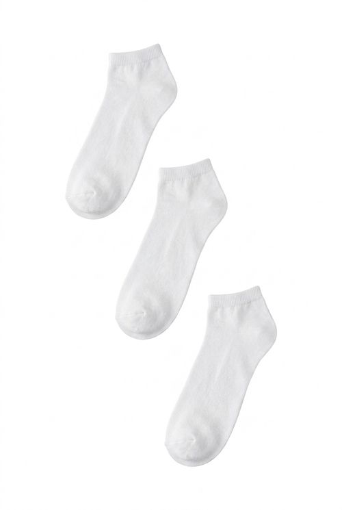 Kit 3 Pares Meias Invisíveis Cano Curto Algodão Branco