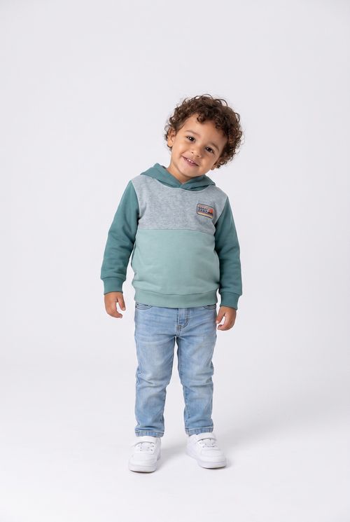 Moletom Infantil Menino Verde e Cinza Adventure