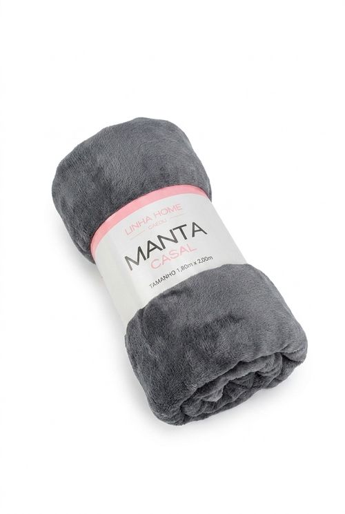 Manta de Casal Caedu Extra Macia Cinza 1,80m x 2,00m