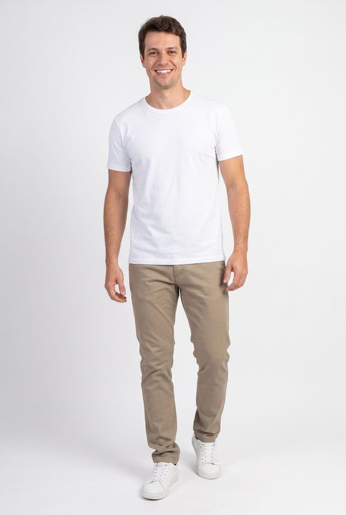 Calça Chino Masculina Slim Fit Bege