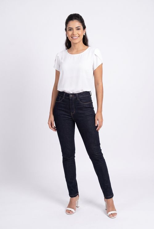 Calca fem swr 267484 jns pushup esc jeans azul escuro