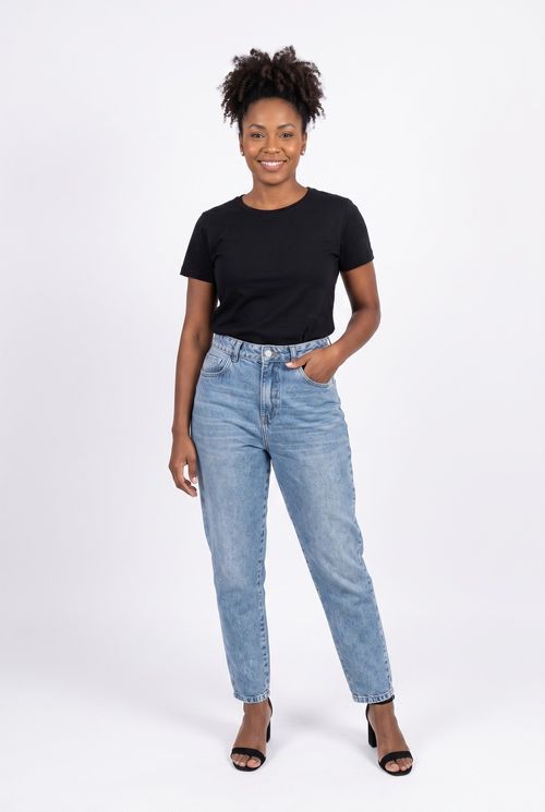 Calca fem swr 283597 mom marmo med jeans azul medio