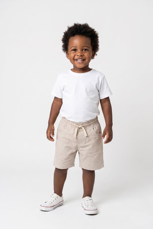 Bermuda Infantil Menino Sarja Bege