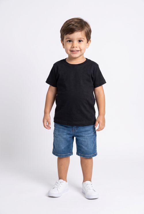 Top m/c liso 1/3 nos preto preto