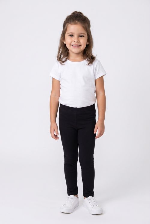 Calça Legging Infantil Menina Básica Algodão Preta
