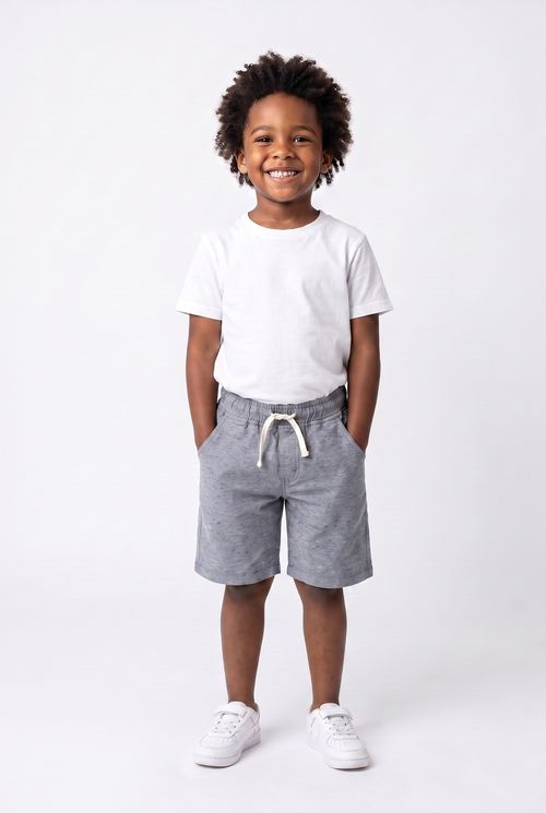 Bermuda Infantil Menino Sarja Azul Médio 4 a 8 Anos