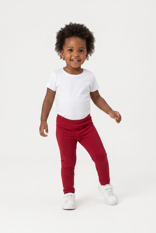 Legging Infantil Menina Vermelha Lisa