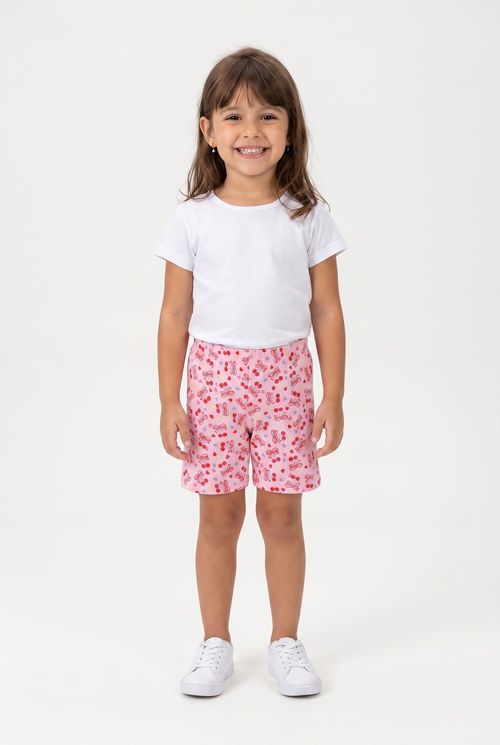 Shorts Ciclista Infantil Menina Rosa 4 a 8 Anos