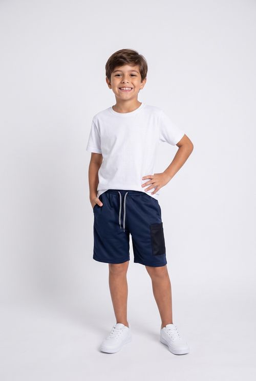 Bermuda Cargo Infantil Menino Azul Escuro 10 a 16 Anos
