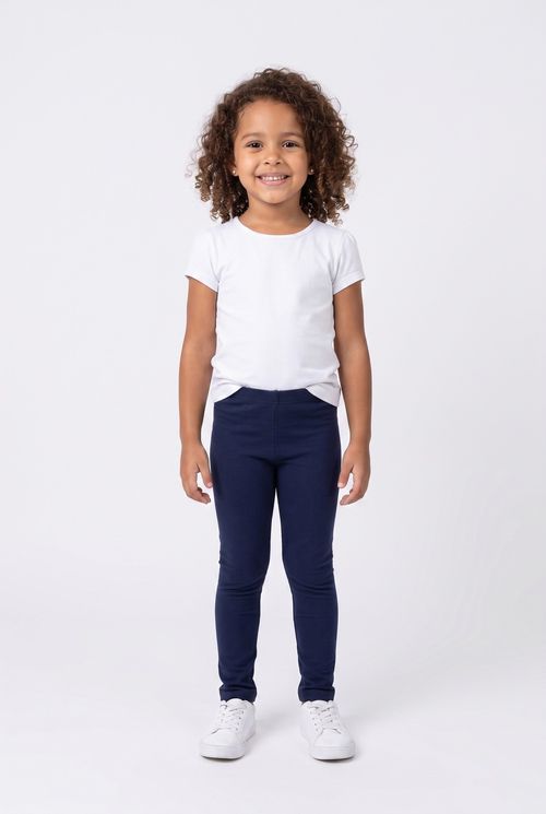 Legging Infantil Menina Azul Escuro Lisa