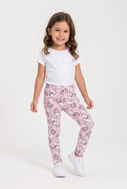 Legging Infantil Menina Rosa Claro 4-8 Estampa Rotativa