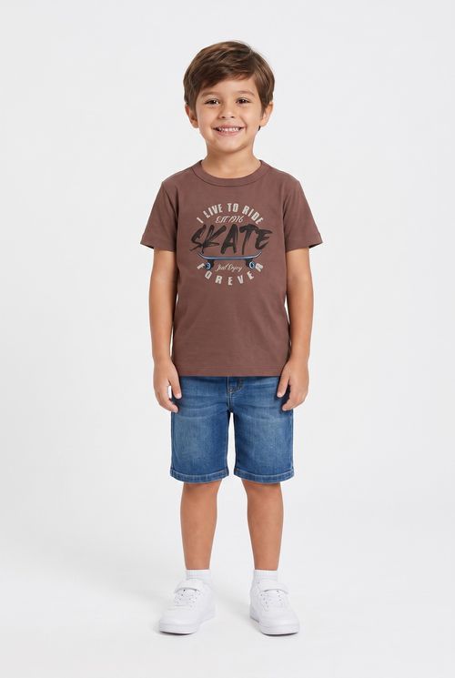 Camiseta Infantil Menino Marrom Skate
