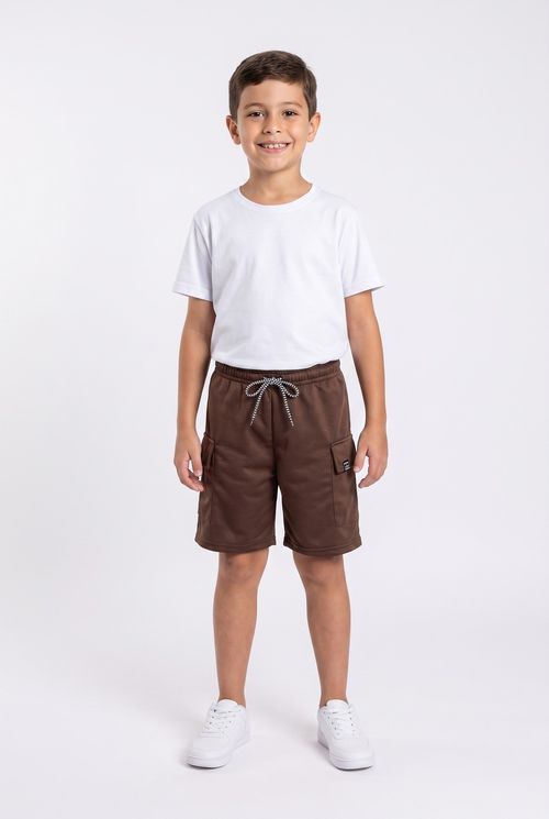 Bermuda Cargo Infantil Menino Marrom 10 a 16 Anos