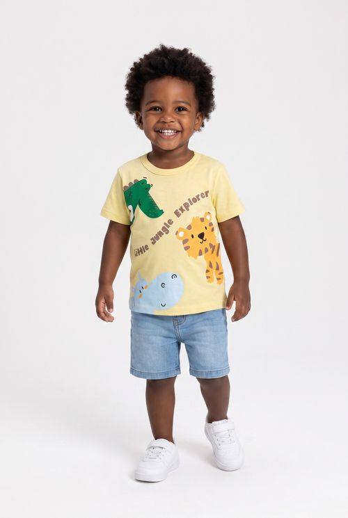 Blusa Infantil Menina Amarela Estampa Bichinhos