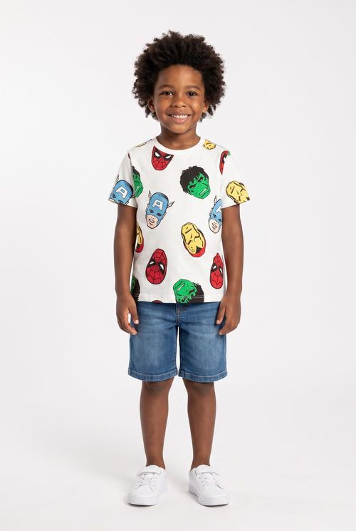 Blusa Infantil Menino Off White 4-10 Avengers