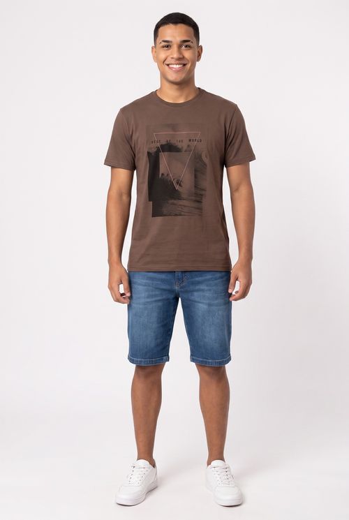 Camiseta Masculina Algodão Silk Surf Marrom Escuro