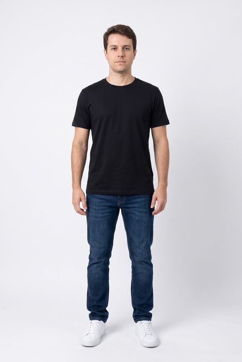 Camiseta Masculina Gola Careca Preta