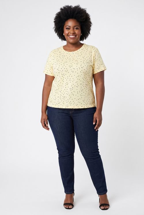 Blusa Feminina Amarela Estampa Poá