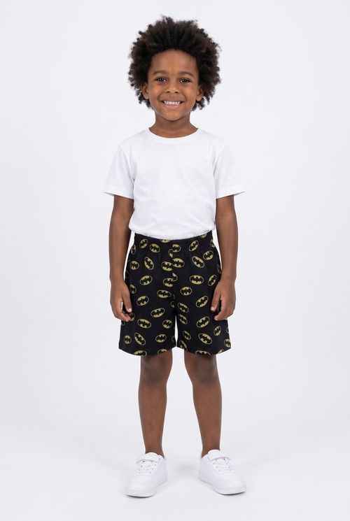 Bermuda Infantil Menino Moletom Preto 4-8 Anos Batman