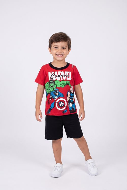Conjunto Infantil Menino Vermelho 4-8 Anos Avengers