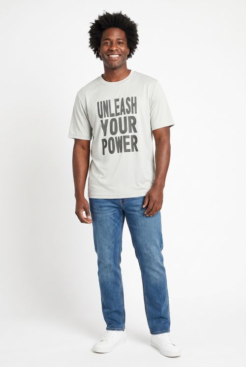 Camiseta Masculina Dry Cinza Claro com Silk