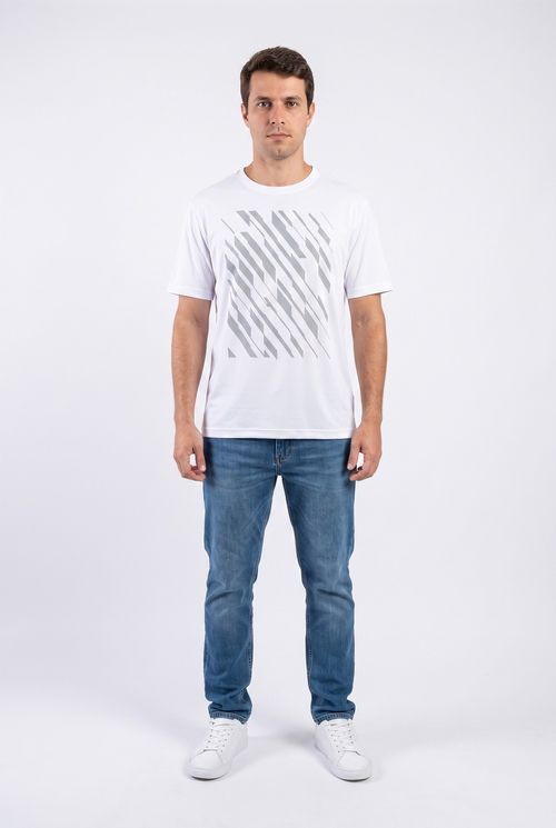 Camiseta Masculina Dry Esportiva Estampa Gráfica Branca