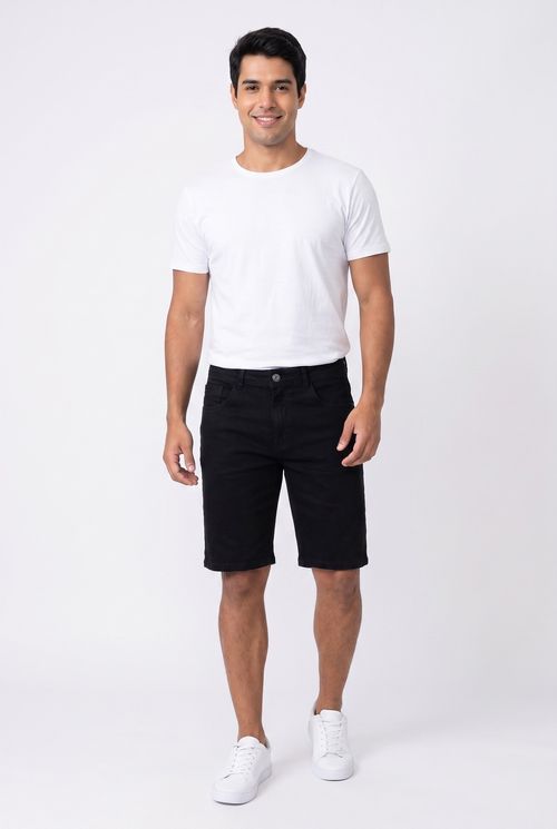 Bermuda Masculina Reta Algodão Preta