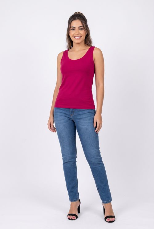 Regata Feminina Básica em Algodão Rosa Beterraba
