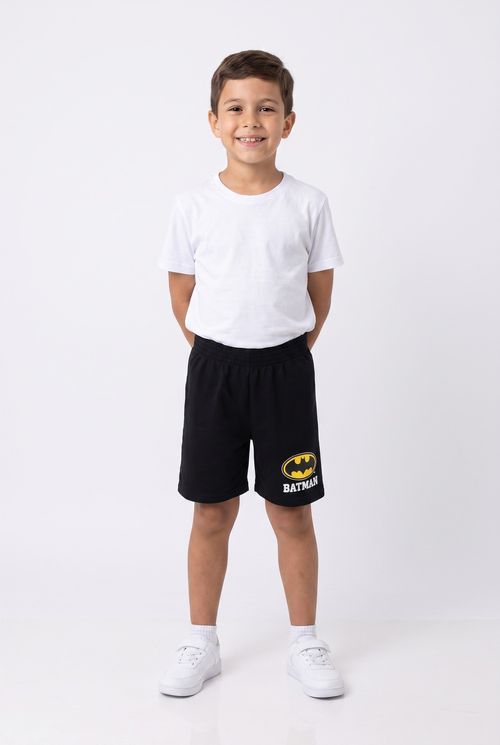 Bermuda Infantil Menino Moletom Preta Batman