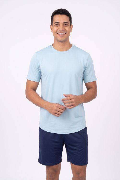 Pijama Masculino Camiseta Azul e Shorts Marinho Caedu