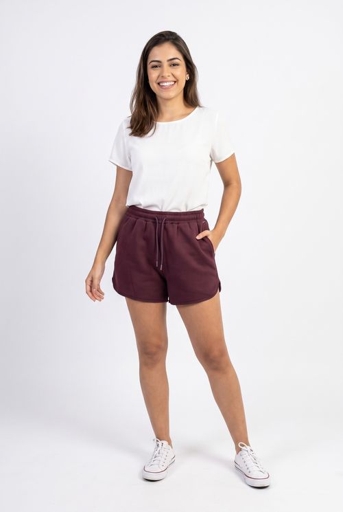 Shorts Runner Feminino em Moletom Felpado Roxo