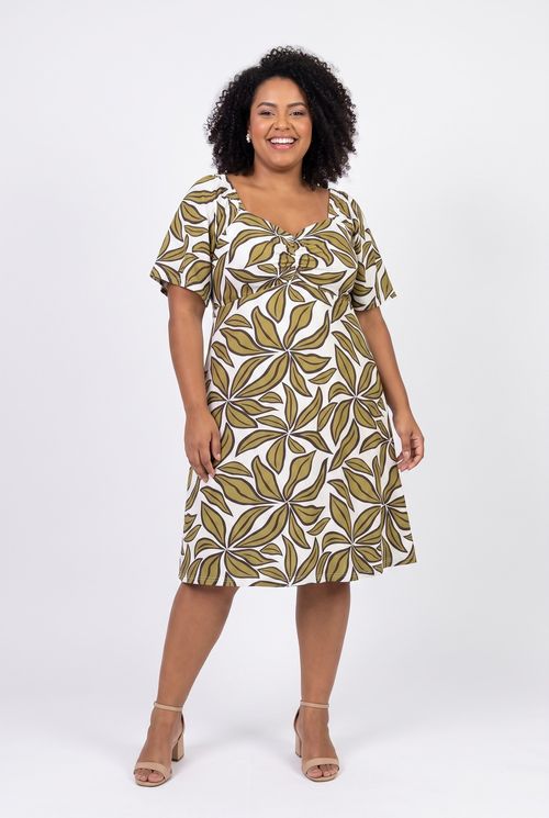 Vestido fem fpm fgv07 midi estampado ver estampado