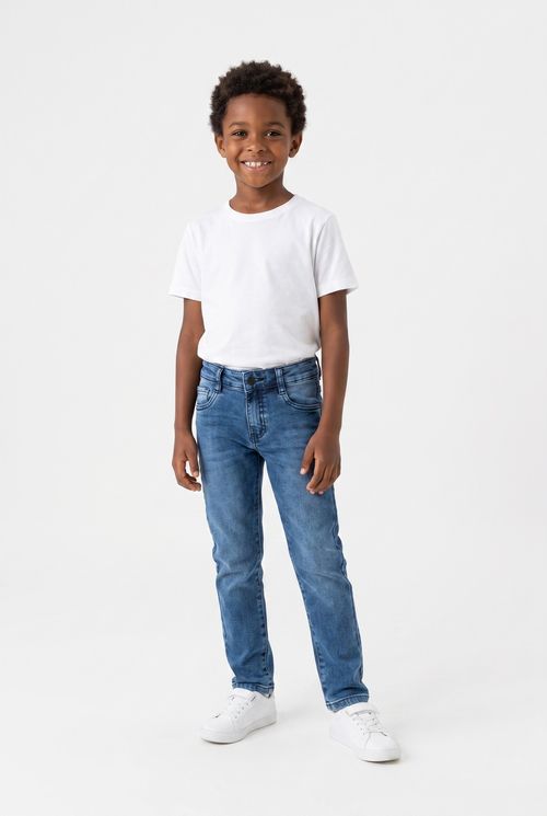 Calça Jeans Infantil Slim Azul Médio