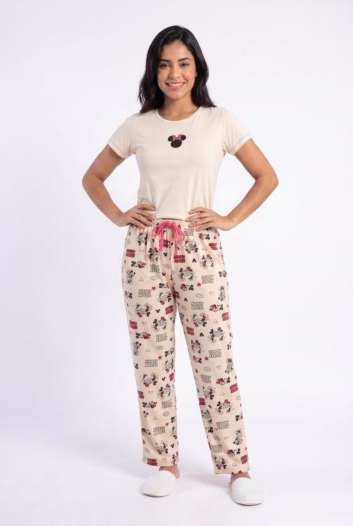 Pijama Feminino Curto Minnie Mouse em Poliéster